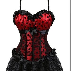NEW Red/Black Corset Costume Set Large